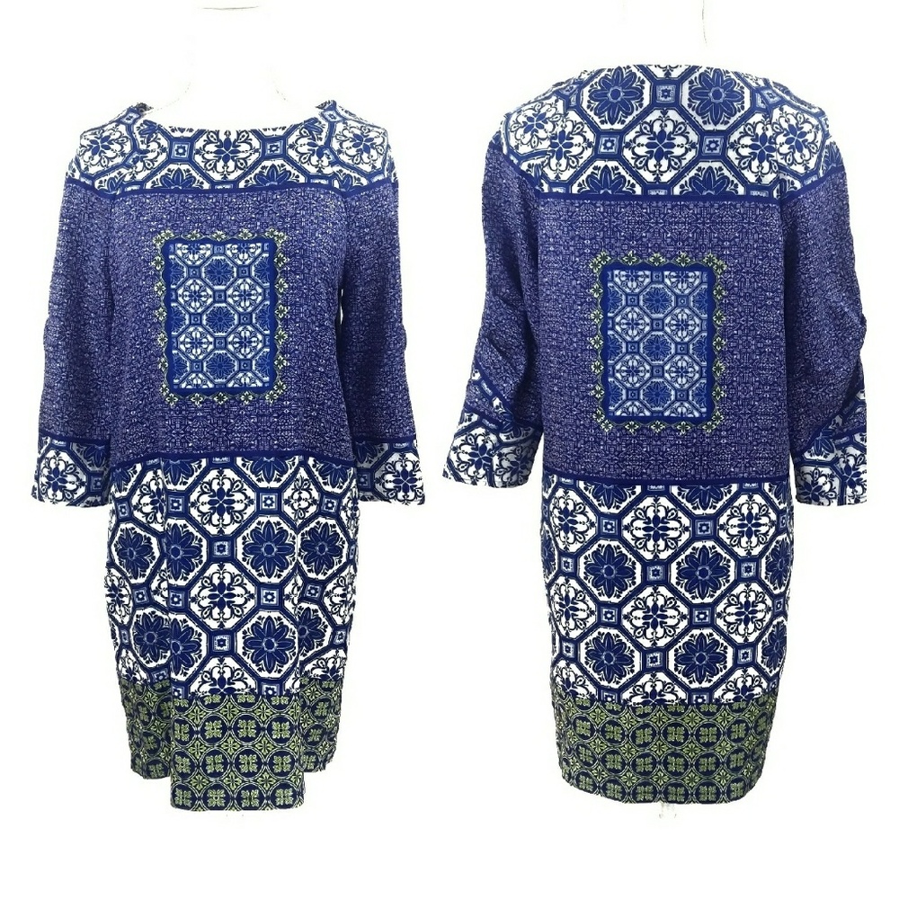 The Limited Blue Medallion Midi Shift Dress Size S